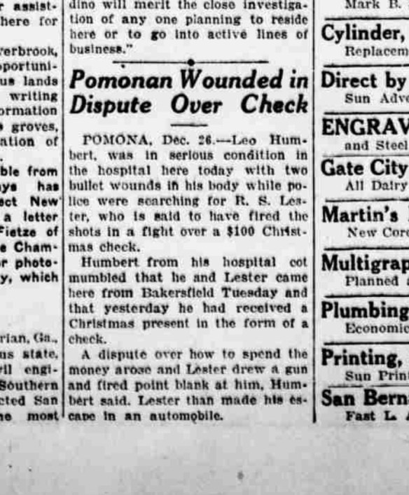 excerpt from san bernadino paper on humbert shooting 27 dec 1926