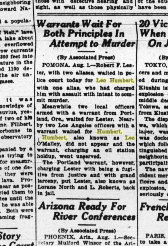 San Bernardino Sun article on Humbert and Lester court appearance