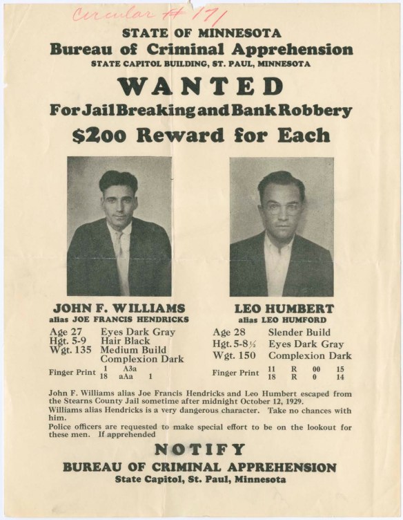 L Humbert and J Williams Wanted Poster