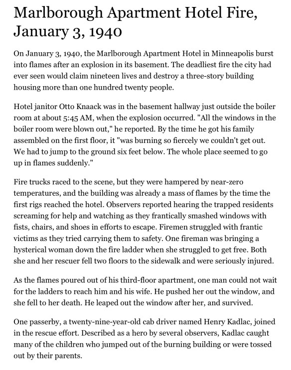 Marlborough Apartment Hotel Fire, January 3, 1940 | MNopedia - 1