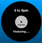 A stylized vinyl record on a blue background