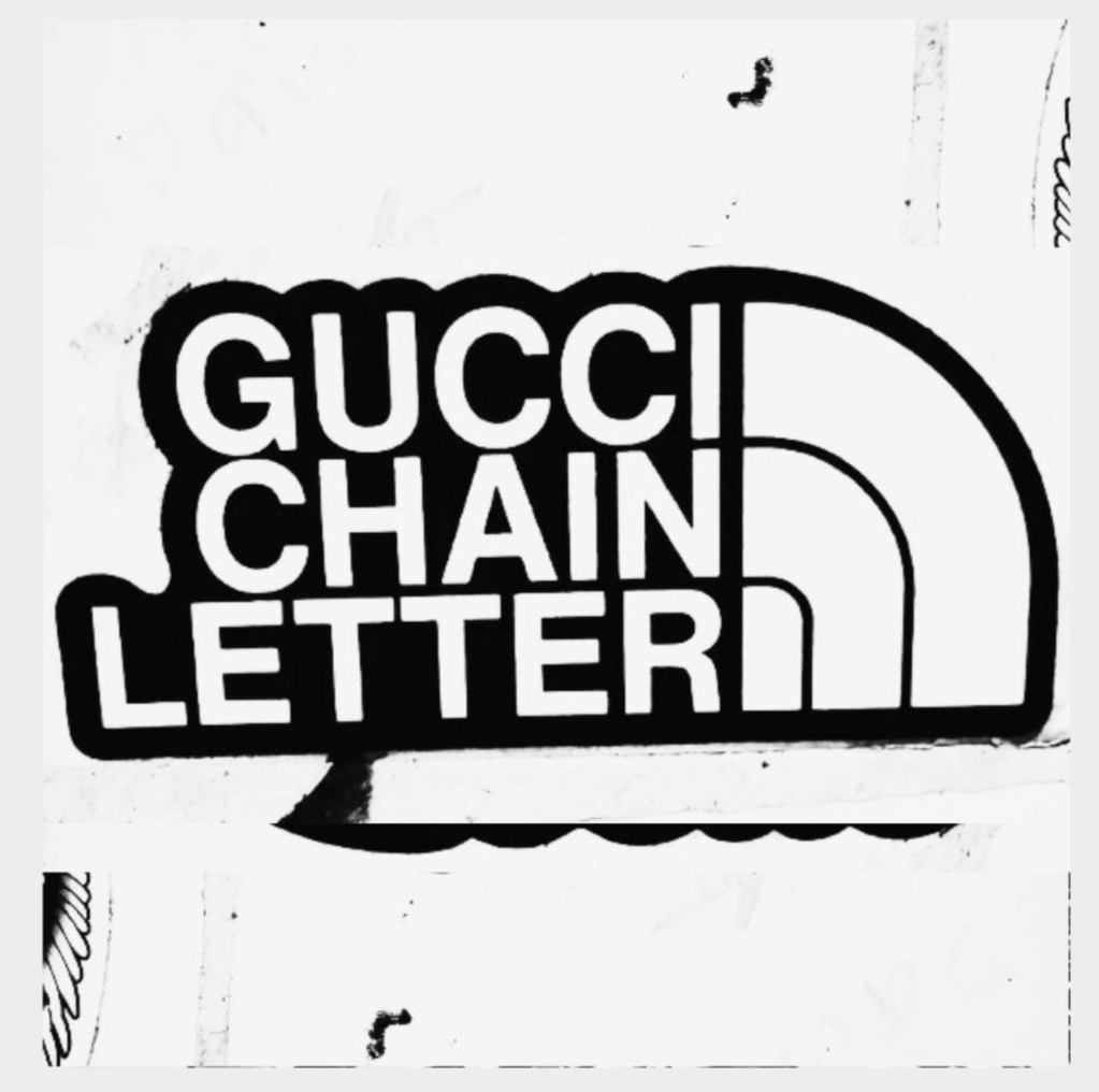 A black and white graphic of the band name