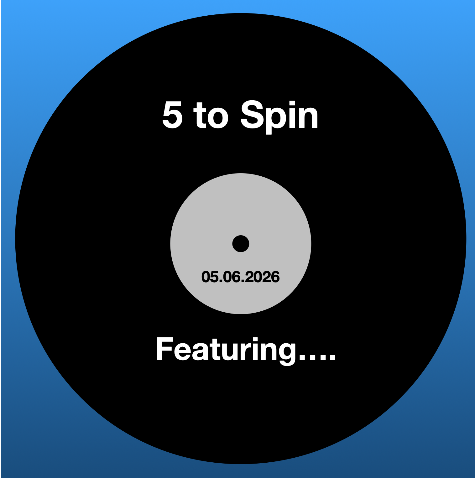 A stylized vinyl record on a blue background