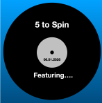 A stylized vinyl record on a blue background.